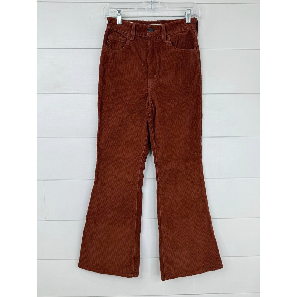 Levi's PREMIUM 70s High Flare Pants Women 25 Rust Corduroy High Waisted Boho - Picture 2 of 11